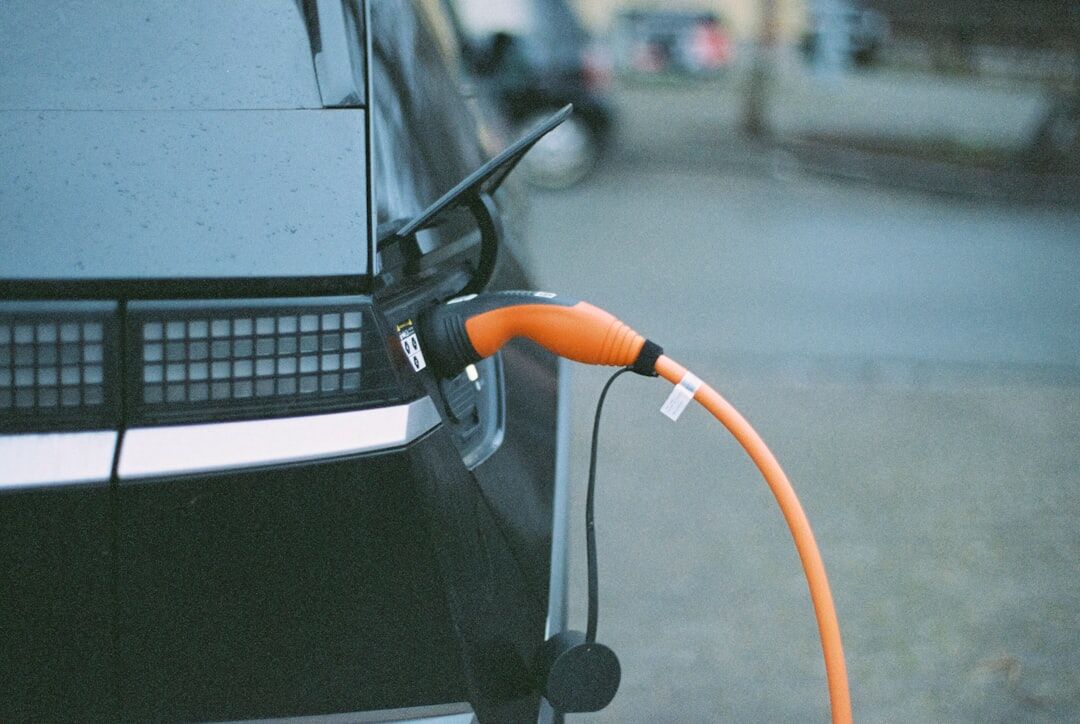 Modern electric vehicle charging at an urban charging station